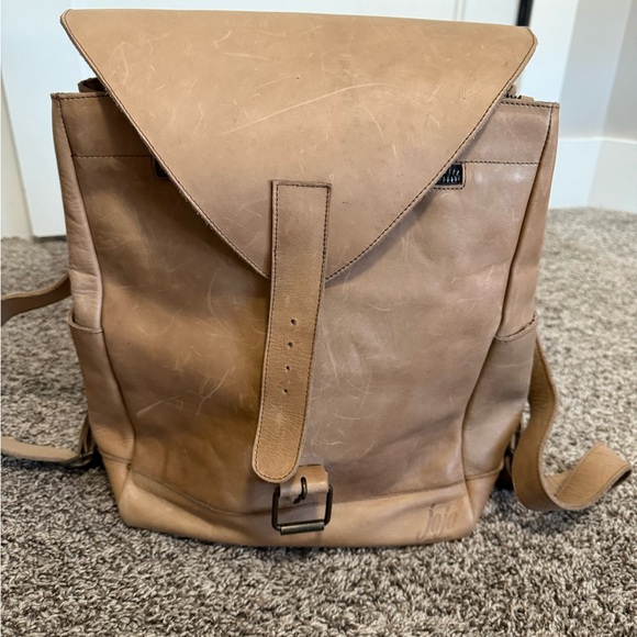 Tan Leather Backpack - Picture 1 of 4